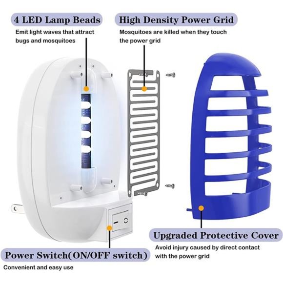 4Pack Bug Zapper Indoor Mosquito Zapper, Electronic Mosquito Killer w/ LED Light - Picture 2 of 6